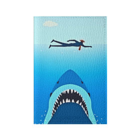 Обложка для паспорта матовая кожа с принтом Акула в Екатеринбурге, натуральная матовая кожа | размер 19,3 х 13,7 см; прозрачные пластиковые крепления | 3d | акула | арт | животные | море | плавание | природа | рыбы | спорт | хищники