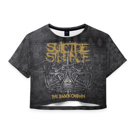 Женская футболка 3D укороченная с принтом Suicide Silence 7 в Екатеринбурге, 100% полиэстер | круглая горловина, длина футболки до линии талии, рукава с отворотами | suicide silence | суисайд сайленс