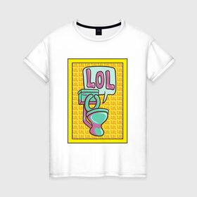 Женская футболка хлопок с принтом Сортирный юмор в Екатеринбурге, 100% хлопок | прямой крой, круглый вырез горловины, длина до линии бедер, слегка спущенное плечо | lol | желтый | кек | лол | мультяшный | унитаз