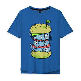 Мужская футболка хлопок Oversize с принтом drop dead в Екатеринбурге, 100% хлопок | свободный крой, круглый ворот, “спинка” длиннее передней части | burger | cat | citty | hamburger | бургер | гамбургер | кот | кошка