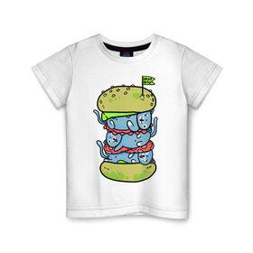 Детская футболка хлопок с принтом drop dead в Екатеринбурге, 100% хлопок | круглый вырез горловины, полуприлегающий силуэт, длина до линии бедер | Тематика изображения на принте: burger | cat | citty | hamburger | бургер | гамбургер | кот | кошка