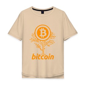 Мужская футболка хлопок Oversize с принтом Bitcoin Tree - Дерево Биткоин в Екатеринбурге, 100% хлопок | свободный крой, круглый ворот, “спинка” длиннее передней части | bitcoin | blockchain | tree | биткоин | блокчейн | валюта | деньги | дерево | крипто | криптовалюта | майнинг | технологии