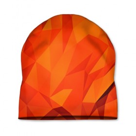 Шапка 3D с принтом Orange geometry в Екатеринбурге, 100% полиэстер | универсальный размер, печать по всей поверхности изделия | abstraction | абстракция | геометрия | грани | линии | полигоны | сочетания | текстура | треугольники
