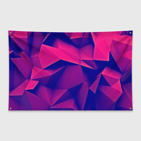Флаг-баннер с принтом Violet polygon в Екатеринбурге, 100% полиэстер | размер 67 х 109 см, плотность ткани — 95 г/м2; по краям флага есть четыре люверса для крепления | 3d | abstraction | абстракция | геометрия | грани | линии | полигоны | розовый | сочетания | текстура | треугольники | фиолетовый