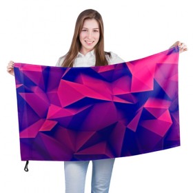 Флаг 3D с принтом Violet polygon в Екатеринбурге, 100% полиэстер | плотность ткани — 95 г/м2, размер — 67 х 109 см. Принт наносится с одной стороны | 3d | abstraction | абстракция | геометрия | грани | линии | полигоны | розовый | сочетания | текстура | треугольники | фиолетовый