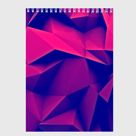 Скетчбук с принтом Violet polygon в Екатеринбурге, 100% бумага
 | 48 листов, плотность листов — 100 г/м2, плотность картонной обложки — 250 г/м2. Листы скреплены сверху удобной пружинной спиралью | 3d | abstraction | абстракция | геометрия | грани | линии | полигоны | розовый | сочетания | текстура | треугольники | фиолетовый