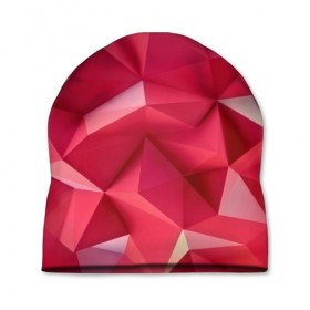 Шапка 3D с принтом Розовые грани в Екатеринбурге, 100% полиэстер | универсальный размер, печать по всей поверхности изделия | abstraction | polygon | абстракция | геометрия | грани | линии | полигоны | розовый | сочетания | текстура | треугольники