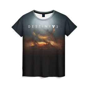 Женская футболка 3D с принтом Destiny 2 в Екатеринбурге, 100% полиэфир ( синтетическое хлопкоподобное полотно) | прямой крой, круглый вырез горловины, длина до линии бедер | Тематика изображения на принте: destiny | destiny 2 | space | дестени | космос