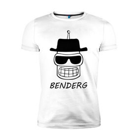 Мужская футболка премиум с принтом Benderg в Екатеринбурге, 92% хлопок, 8% лайкра | приталенный силуэт, круглый вырез ворота, длина до линии бедра, короткий рукав | bender | breaking bad | futurama | бендер | во все тяжкие | зойдберг | космос | футурама