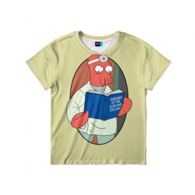 Детская футболка 3D с принтом Зоидберг в Екатеринбурге, 100% гипоаллергенный полиэфир | прямой крой, круглый вырез горловины, длина до линии бедер, чуть спущенное плечо, ткань немного тянется | bender | futurama | бендер | зойдберг | космос | футурама