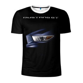 Мужская футболка 3D спортивная с принтом Ford Mustang GT 2 в Екатеринбурге, 100% полиэстер с улучшенными характеристиками | приталенный силуэт, круглая горловина, широкие плечи, сужается к линии бедра | cobra | ford | gt | mustang | shelby