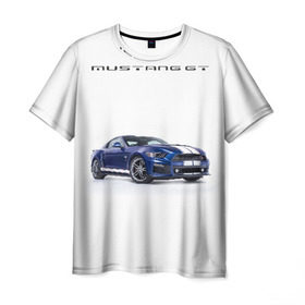 Мужская футболка 3D с принтом Ford Mustang GT 3 в Екатеринбурге, 100% полиэфир | прямой крой, круглый вырез горловины, длина до линии бедер | ford | gt | mustang | shelby | мустанг | форд | шэлби