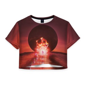 Женская футболка 3D укороченная с принтом Imagine Dragons в Екатеринбурге, 100% полиэстер | круглая горловина, длина футболки до линии талии, рукава с отворотами | rock | имэджн драгонз | рок