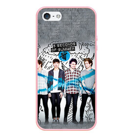 Чехол для iPhone 5/5S матовый с принтом 5 Seconds of Summer в Екатеринбурге, Силикон | Область печати: задняя сторона чехла, без боковых панелей | Тематика изображения на принте: 5 seconds of summer | 5 sos | 5 секунд лета | 5sos