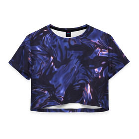 Женская футболка 3D укороченная с принтом Нефть в Екатеринбурге, 100% полиэстер | круглая горловина, длина футболки до линии талии, рукава с отворотами | абстракция | жидкость | жижа | нефть | смола | текстура | черная