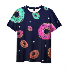 Мужская футболка 3D с принтом Black Milk Космические Пончики в Екатеринбурге, 100% полиэфир | прямой крой, круглый вырез горловины, длина до линии бедер | black milk | donut | donuts | space | the simpsons | trend | глазурь | дизайн | еда | звезда | звёзды | космос | мода | пончик | симпсоны | симсоны | сладкий | стиль | тренд | узор