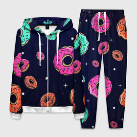 Мужской костюм 3D с принтом Black Milk Космические Пончики в Екатеринбурге, 100% полиэстер | Манжеты и пояс оформлены тканевой резинкой, двухслойный капюшон со шнурком для регулировки, карманы спереди | black milk | donut | donuts | space | the simpsons | trend | глазурь | дизайн | еда | звезда | звёзды | космос | мода | пончик | симпсоны | симсоны | сладкий | стиль | тренд | узор