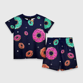 Детский костюм с шортами 3D с принтом Black Milk Космические Пончики в Екатеринбурге,  |  | black milk | donut | donuts | space | the simpsons | trend | глазурь | дизайн | еда | звезда | звёзды | космос | мода | пончик | симпсоны | симсоны | сладкий | стиль | тренд | узор