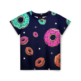 Детская футболка 3D с принтом Black Milk Космические Пончики в Екатеринбурге, 100% гипоаллергенный полиэфир | прямой крой, круглый вырез горловины, длина до линии бедер, чуть спущенное плечо, ткань немного тянется | Тематика изображения на принте: black milk | donut | donuts | space | the simpsons | trend | глазурь | дизайн | еда | звезда | звёзды | космос | мода | пончик | симпсоны | симсоны | сладкий | стиль | тренд | узор
