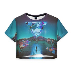 Женская футболка 3D укороченная с принтом Imagine Dragons в Екатеринбурге, 100% полиэстер | круглая горловина, длина футболки до линии талии, рукава с отворотами | rock | имэджн драгонз | рок