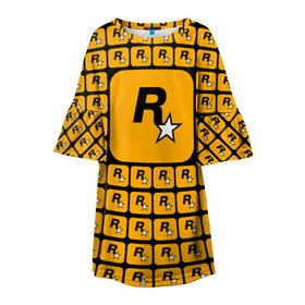 Детское платье 3D с принтом Rockstar в Екатеринбурге, 100% полиэстер | прямой силуэт, чуть расширенный к низу. Круглая горловина, на рукавах — воланы | auto | dead | grand | gta | red | redemption | theft | гта | рокстар