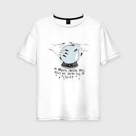 Женская футболка хлопок Oversize с принтом Магический кристалл в Екатеринбурге, 100% хлопок | свободный крой, круглый ворот, спущенный рукав, длина до линии бедер
 | ведьма | изотерика | колдовство | магический шар | магия | эзотерика