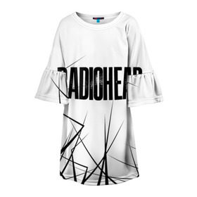 Детское платье 3D с принтом Radiohead 5 в Екатеринбурге, 100% полиэстер | прямой силуэт, чуть расширенный к низу. Круглая горловина, на рукавах — воланы | radiohead | радиохэд | том йорк