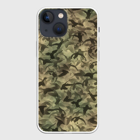 Чехол для iPhone 13 mini с принтом Охотничий камуфляж с утками в Екатеринбурге,  |  | гусиная | гусь | дичь | лес | милитари | охота | охотник | паттерн | птицы | текстура | утиная | утка | хаки