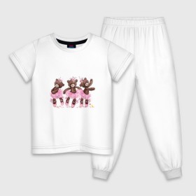 Детская пижама хлопок с принтом Балерины в Екатеринбурге, 100% хлопок |  брюки и футболка прямого кроя, без карманов, на брюках мягкая резинка на поясе и по низу штанин
 | Тематика изображения на принте: акварель | игрушка | медведь | пачка | плюшевый | пуанты | рисунок | розовый | сердце | теди