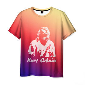 Мужская футболка 3D с принтом Kurt Cobain в Екатеринбурге, 100% полиэфир | прямой крой, круглый вырез горловины, длина до линии бедер | nirvana |  курт кобейн | нирвана | рок