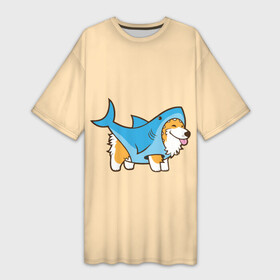 Платье-футболка 3D с принтом Пес акула в Екатеринбурге,  |  | акула | пёс | песик | рисунок
