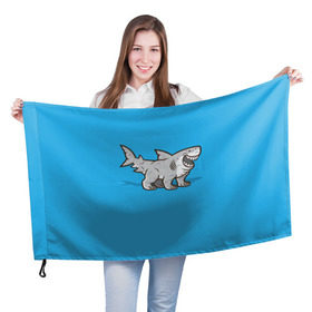 Флаг 3D с принтом Акула мутант 5 в Екатеринбурге, 100% полиэстер | плотность ткани — 95 г/м2, размер — 67 х 109 см. Принт наносится с одной стороны | акула | детям | лапы | мутант | рисунок