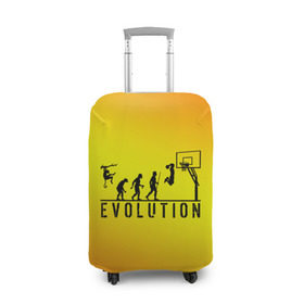 Чехол для чемодана 3D с принтом Эволюция баскетбола в Екатеринбурге, 86% полиэфир, 14% спандекс | двустороннее нанесение принта, прорези для ручек и колес | basketball | evolution | желтый | обезьяна человек | оранжевый | эволюция