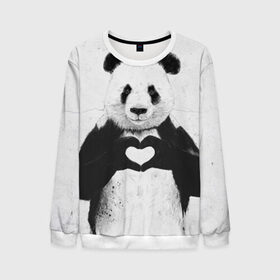Мужской свитшот 3D с принтом Panda heart в Екатеринбурге, 100% полиэстер с мягким внутренним слоем | круглый вырез горловины, мягкая резинка на манжетах и поясе, свободная посадка по фигуре | Тематика изображения на принте: heart | panda | арт | клевый | красивый | панда | рисунок | сердце