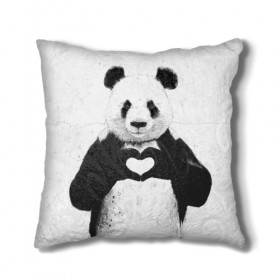 Подушка 3D с принтом Panda heart в Екатеринбурге, наволочка – 100% полиэстер, наполнитель – холлофайбер (легкий наполнитель, не вызывает аллергию). | состоит из подушки и наволочки. Наволочка на молнии, легко снимается для стирки | Тематика изображения на принте: heart | panda | арт | клевый | красивый | панда | рисунок | сердце