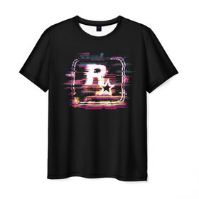 Мужская футболка 3D с принтом Rockstar Noise в Екатеринбурге, 100% полиэфир | прямой крой, круглый вырез горловины, длина до линии бедер | auto | dead | grand | gta | red | redemption | theft | гта | рокстар