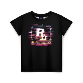 Детская футболка 3D с принтом Rockstar Noise в Екатеринбурге, 100% гипоаллергенный полиэфир | прямой крой, круглый вырез горловины, длина до линии бедер, чуть спущенное плечо, ткань немного тянется | auto | dead | grand | gta | red | redemption | theft | гта | рокстар