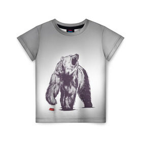 Детская футболка 3D с принтом Медведь наступил на лего в Екатеринбурге, 100% гипоаллергенный полиэфир | прямой крой, круглый вырез горловины, длина до линии бедер, чуть спущенное плечо, ткань немного тянется | Тематика изображения на принте: зверь | косолапый | лего | медведь | мишка | рев