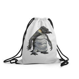 Рюкзак-мешок 3D с принтом Пингвинопитек в Екатеринбурге, 100% полиэстер | плотность ткани — 200 г/м2, размер — 35 х 45 см; лямки — толстые шнурки, застежка на шнуровке, без карманов и подкладки | лженаука | пингвин