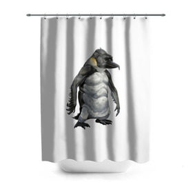 Штора 3D для ванной с принтом Пингвинопитек в Екатеринбурге, 100% полиэстер | плотность материала — 100 г/м2. Стандартный размер — 146 см х 180 см. По верхнему краю — пластиковые люверсы для креплений. В комплекте 10 пластиковых колец | лженаука | пингвин
