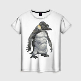 Женская футболка 3D с принтом Пингвинопитек в Екатеринбурге, 100% полиэфир ( синтетическое хлопкоподобное полотно) | прямой крой, круглый вырез горловины, длина до линии бедер | лженаука | пингвин