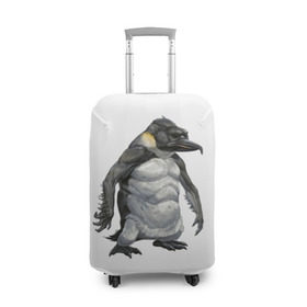 Чехол для чемодана 3D с принтом Пингвинопитек в Екатеринбурге, 86% полиэфир, 14% спандекс | двустороннее нанесение принта, прорези для ручек и колес | лженаука | пингвин