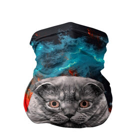 Бандана-труба 3D с принтом Космический кот в Екатеринбурге, 100% полиэстер, ткань с особыми свойствами — Activecool | плотность 150‒180 г/м2; хорошо тянется, но сохраняет форму | 3d | cat | арт | взгляд | кот | кот хипстер | котёнок | котятки | котятушки | кошечки | кошка | мордочка