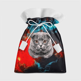 Подарочный 3D мешок с принтом Космический кот в Екатеринбурге, 100% полиэстер | Размер: 29*39 см | Тематика изображения на принте: 3d | cat | арт | взгляд | кот | кот хипстер | котёнок | котятки | котятушки | кошечки | кошка | мордочка