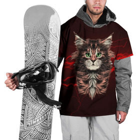 Накидка на куртку 3D с принтом Electro cat в Екатеринбурге, 100% полиэстер |  | Тематика изображения на принте: cat | взгляд | кот | кот хипстер | котёнок | котятки | кошка | молния | мордочка | разряд | электричество