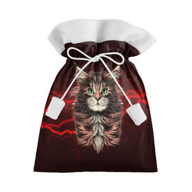 Подарочный 3D мешок с принтом Electro cat в Екатеринбурге, 100% полиэстер | Размер: 29*39 см | cat | взгляд | кот | кот хипстер | котёнок | котятки | кошка | молния | мордочка | разряд | электричество