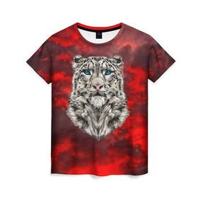 Женская футболка 3D с принтом Леопард в Екатеринбурге, 100% полиэфир ( синтетическое хлопкоподобное полотно) | прямой крой, круглый вырез горловины, длина до линии бедер | 3d | cat | арт | вечер | взгляд | закат | кот | кот хипстер | котёнок | котятки | котятушки | кошечки | кошка | леопард | мордочка | ночь