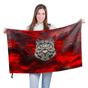 Флаг 3D с принтом Леопард в Екатеринбурге, 100% полиэстер | плотность ткани — 95 г/м2, размер — 67 х 109 см. Принт наносится с одной стороны | 3d | cat | арт | вечер | взгляд | закат | кот | кот хипстер | котёнок | котятки | котятушки | кошечки | кошка | леопард | мордочка | ночь