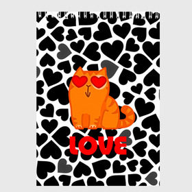 Скетчбук с принтом Влюбленный котик в Екатеринбурге, 100% бумага
 | 48 листов, плотность листов — 100 г/м2, плотность картонной обложки — 250 г/м2. Листы скреплены сверху удобной пружинной спиралью | сердечки