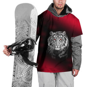 Накидка на куртку 3D с принтом Тигр красные глаза в Екатеринбурге, 100% полиэстер |  |  хищник | багровый | большая кошка | глаза. красные | красный | кровавый | тигр